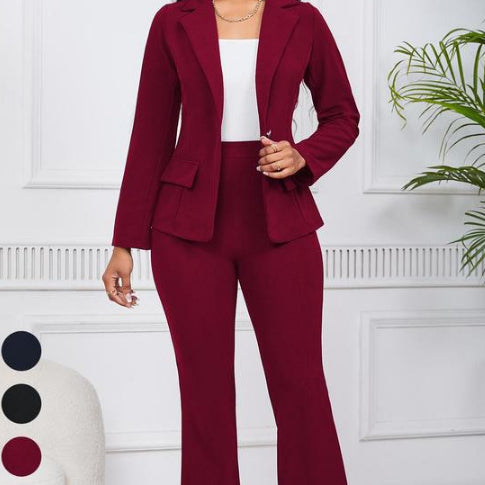 Women's Solid-Color Blazer & Pants Set — main product image