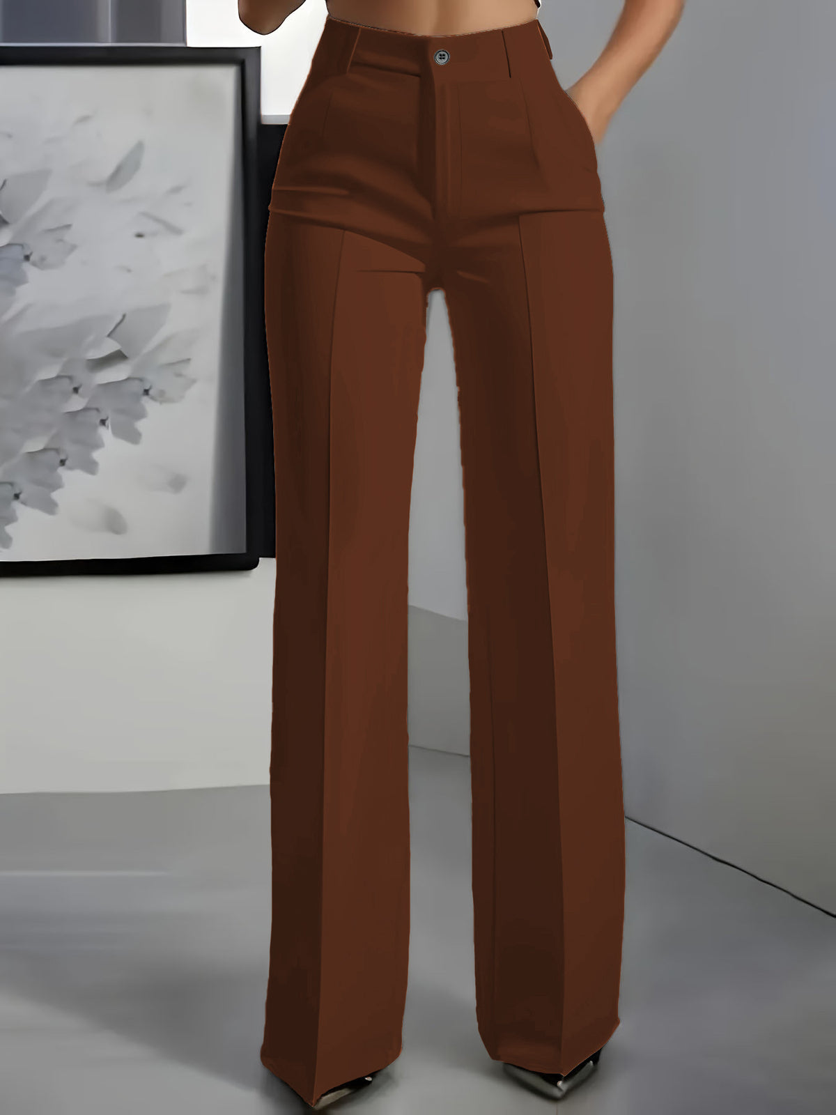 White minimalist polyester pants product image