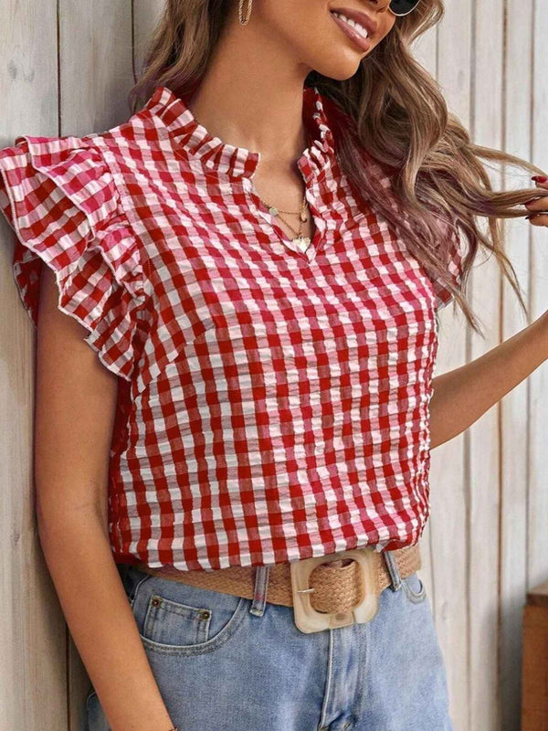 Gingham ruffle blouse — additional view 3