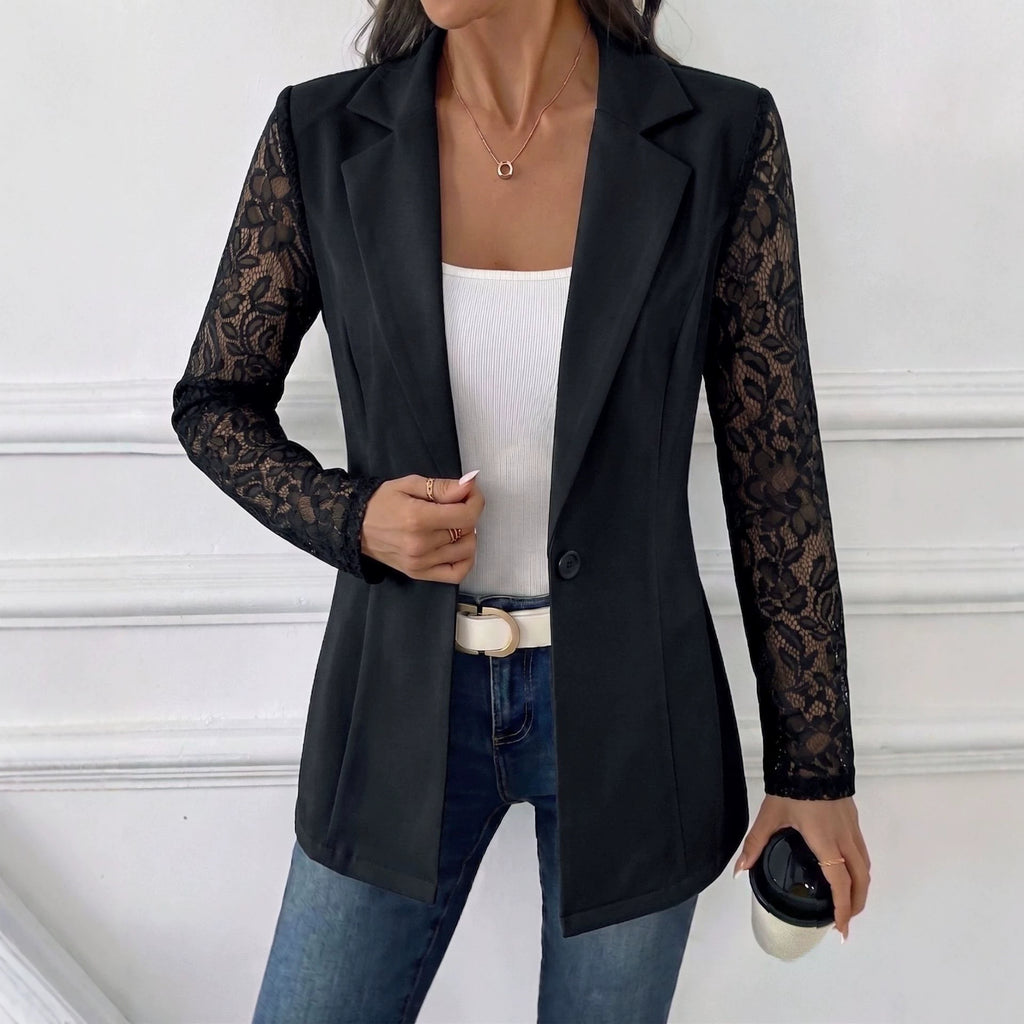 One-button lace-panel blazer for women, image 7