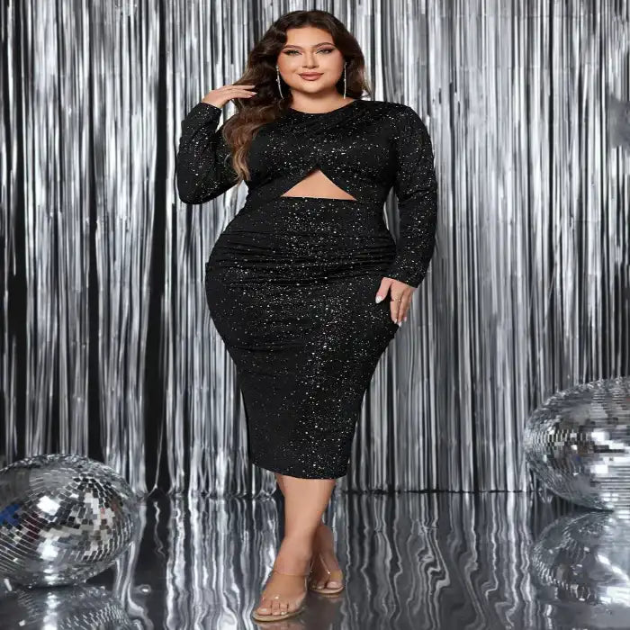 Plus size cutout slit dress — primary view