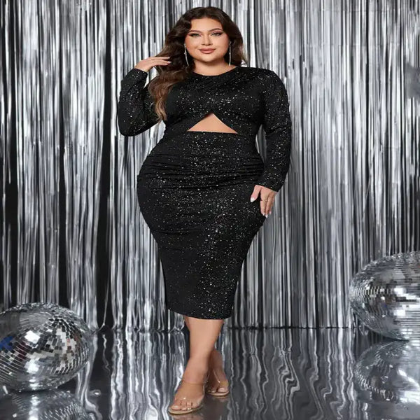 Plus size cutout slit dress — primary view