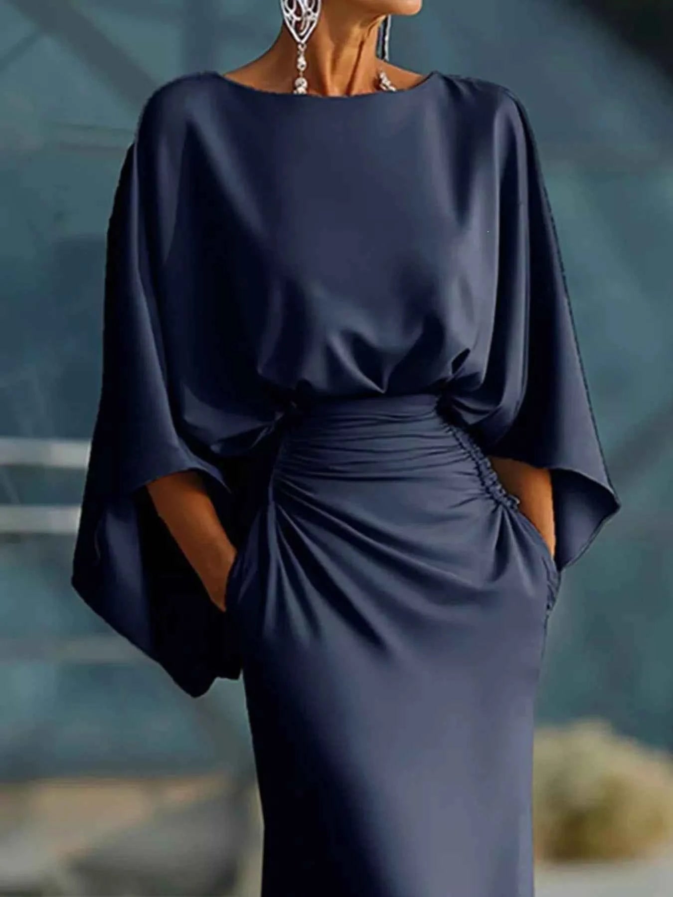 Batwing sleeve ruched maxi dress — additional view 8