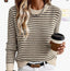 Striped Puff-Sleeve Round Neck Sweater – view 9