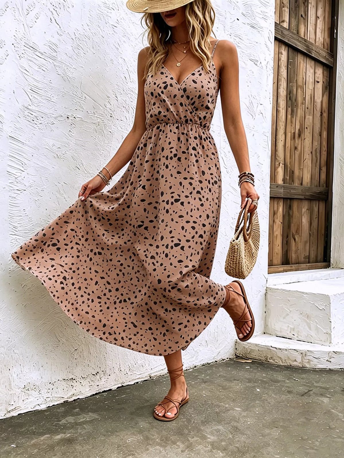 Floral Print Spaghetti Strap Midi Dress, product view 10