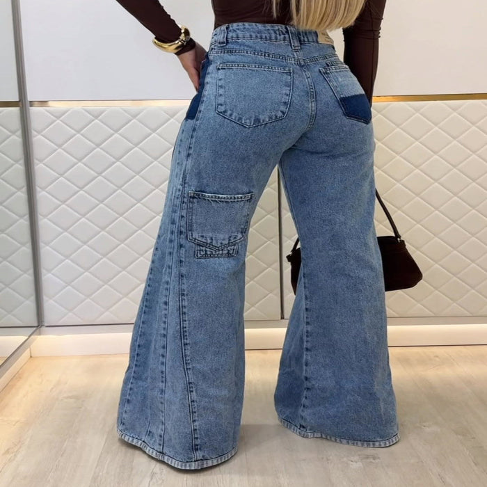 Light Blue High-Waist Flared Jeans, shown in a clear product image