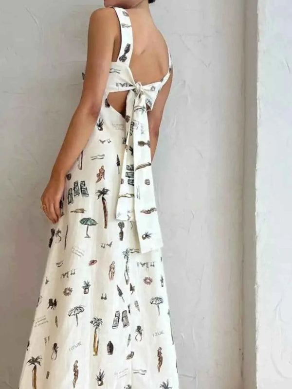 Printed sleeveless maxi dress with pockets — additional view 2