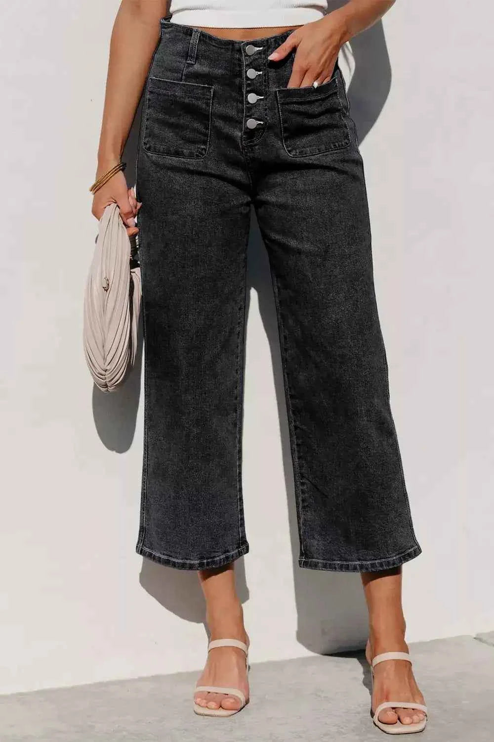 Wide-leg high-waisted jeans — additional view 2