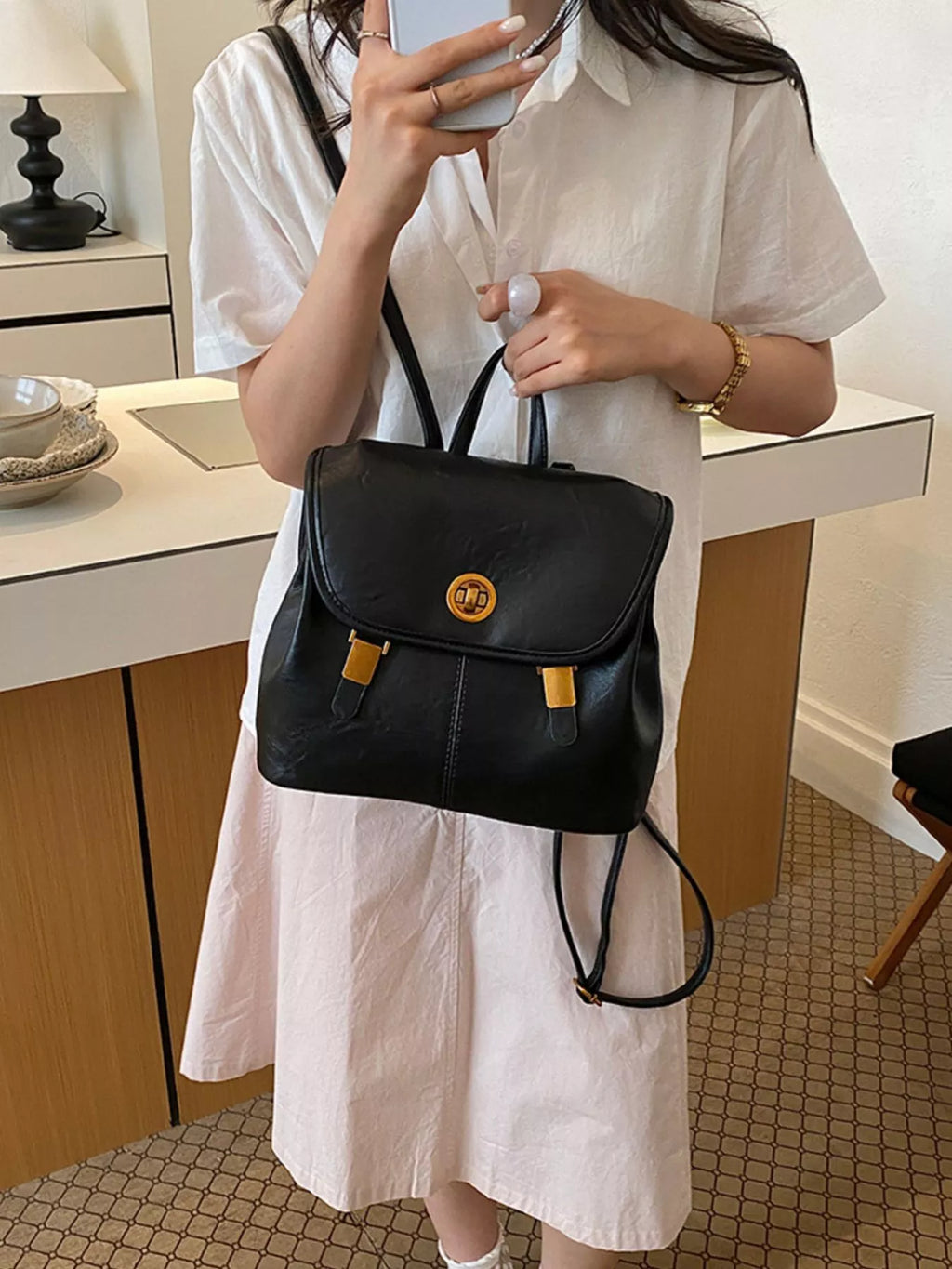 Small PU Leather Backpack — main product image