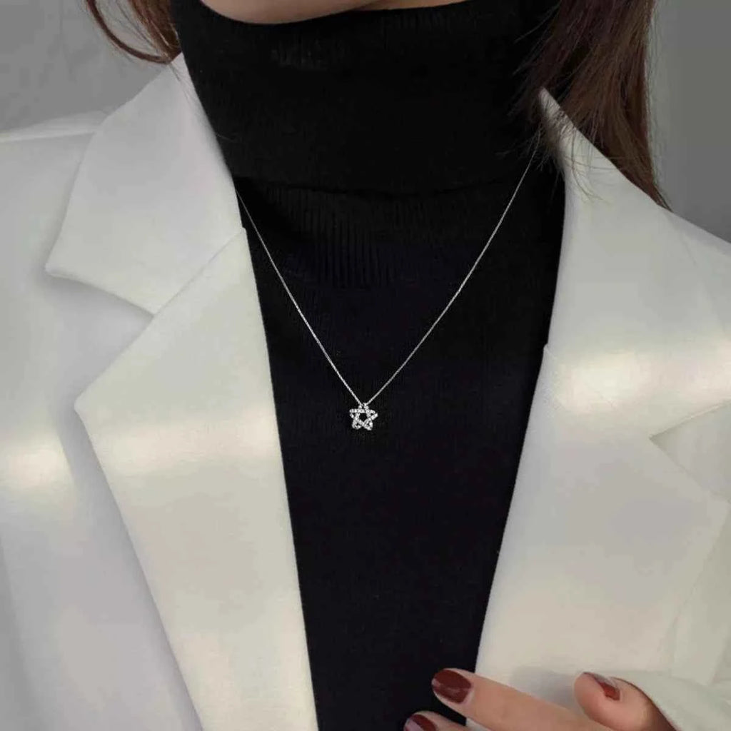 Zircon star necklace in silver-plated alloy — additional view 3