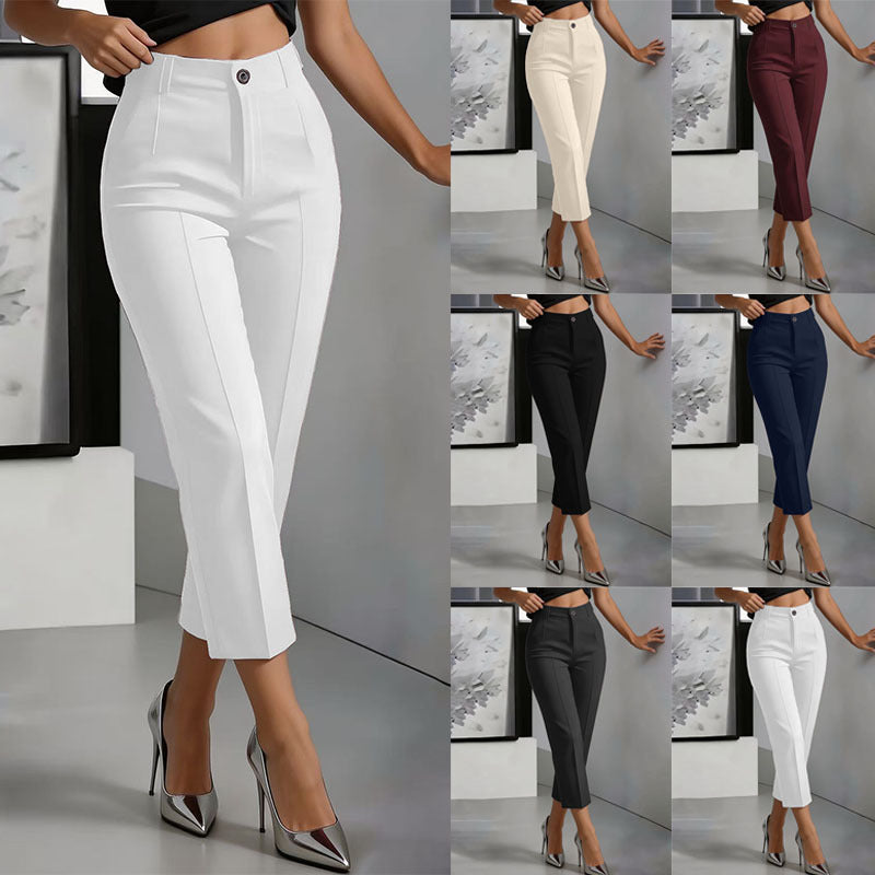 High-waisted drapey straight-leg pants product image