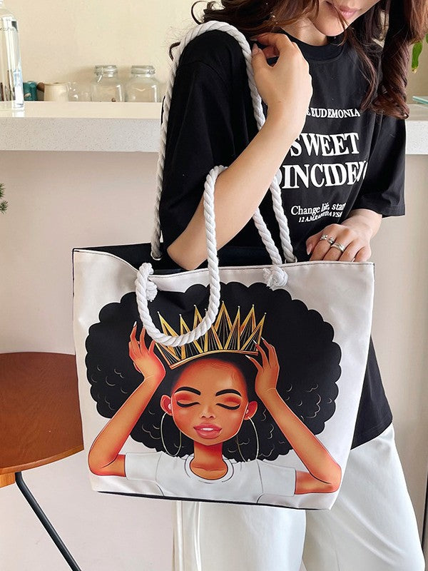 Canvas tote bag interior compartment detail
