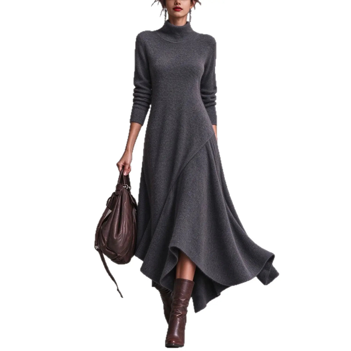 Knit Patchwork Loose-Fit Dress product image