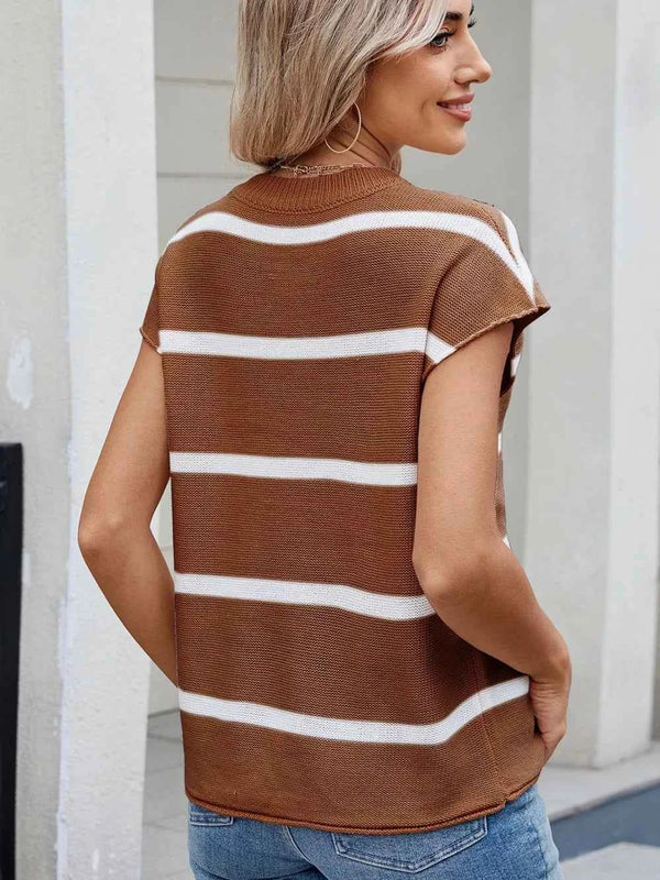 Exposed seam striped knit top — additional view 4