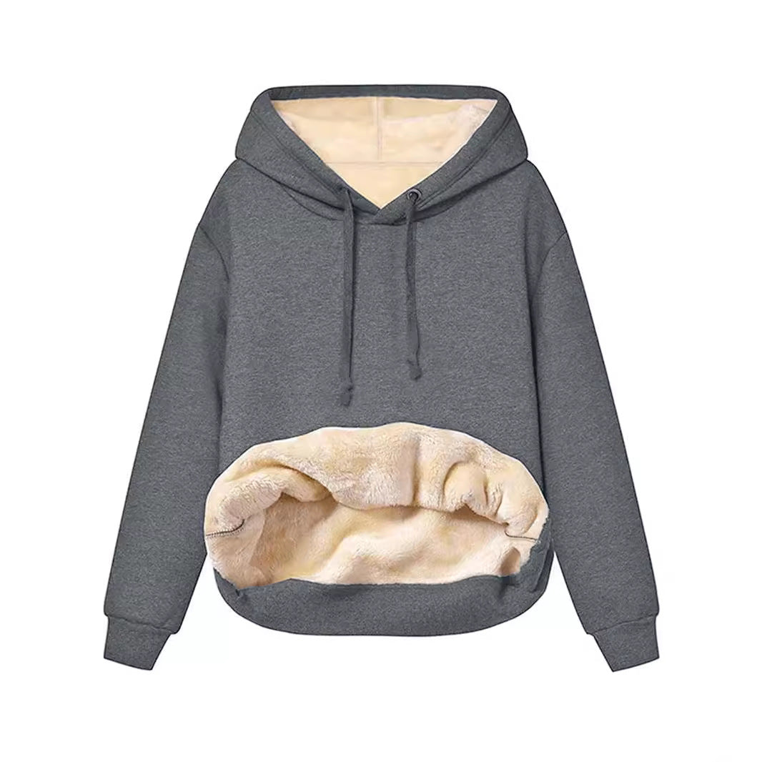 Dark Gray fleece lined hooded sweatshirt for women