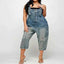 Plus size denim overalls with pockets — primary view