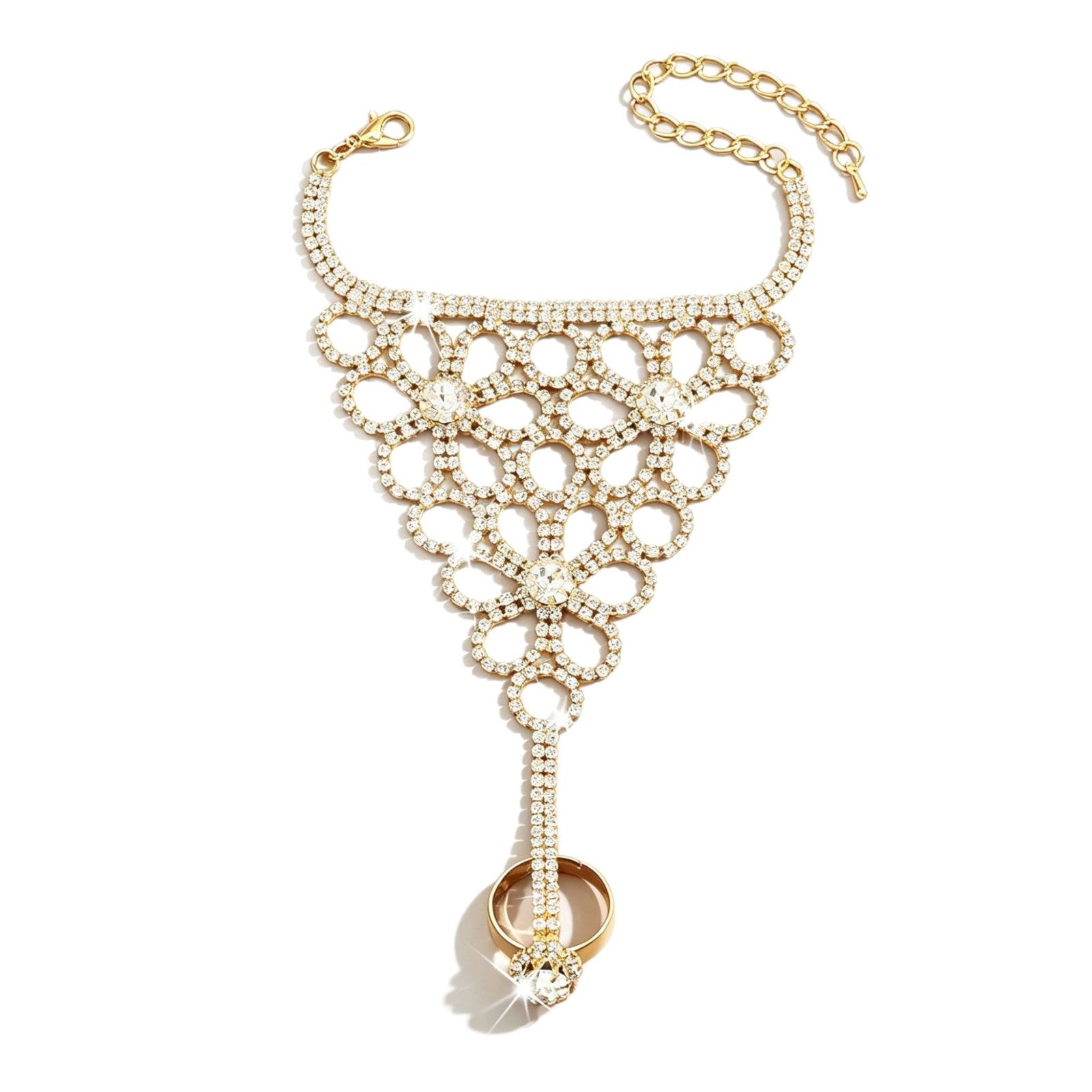 Hollow Flower Ring & Bracelet Wrist Chain Image secondaire du produit