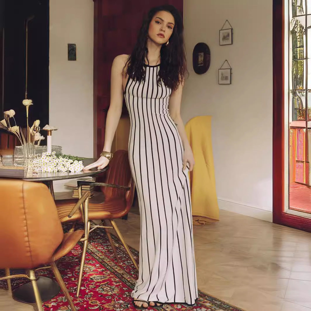 Women's Striped Colorblock Knit Dress, shown in a clear product image