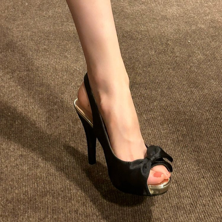 Peep Toe Slingback Platform Sandals with Bow Detail additional product view