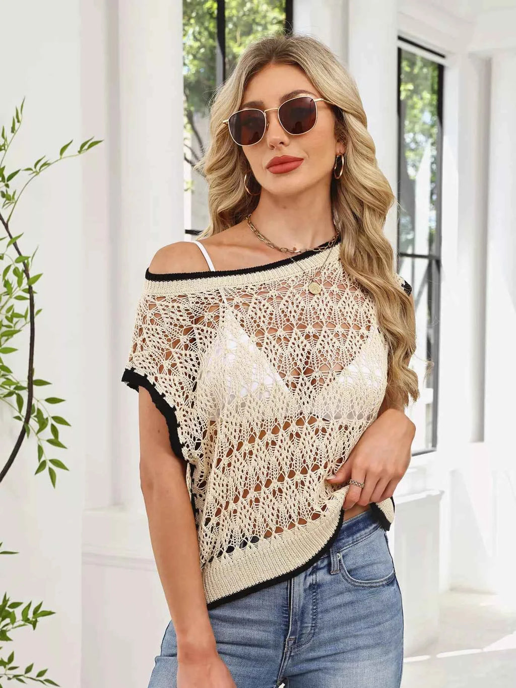 Round neck crochet knit cover-up — additional view 9