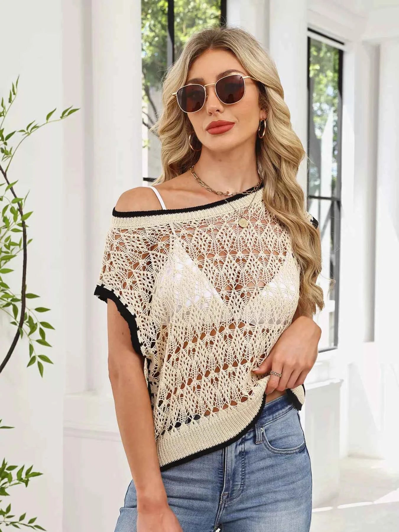 Round neck crochet knit cover-up — additional view 9