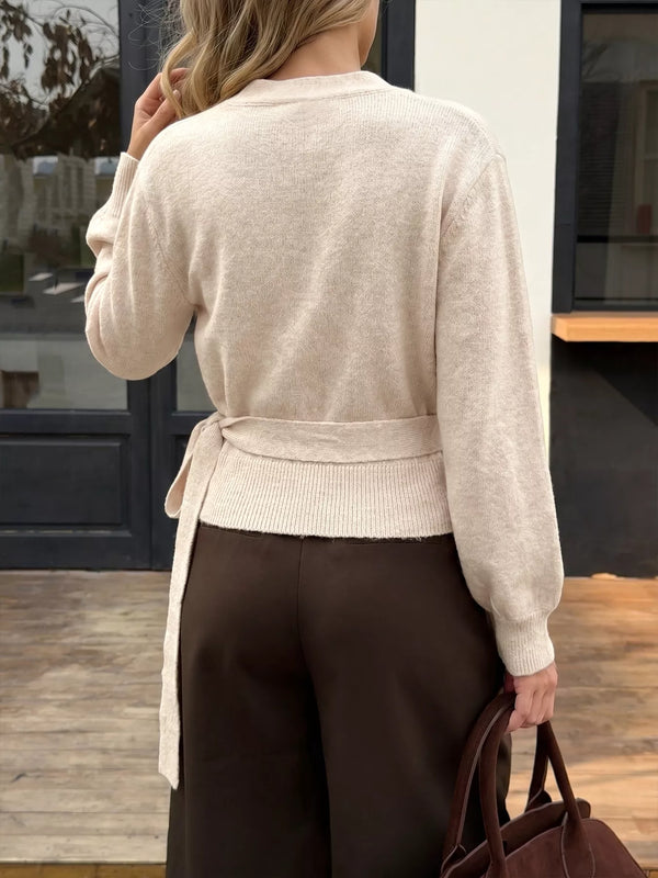 Tied surplice long sleeve sweater — additional view 5