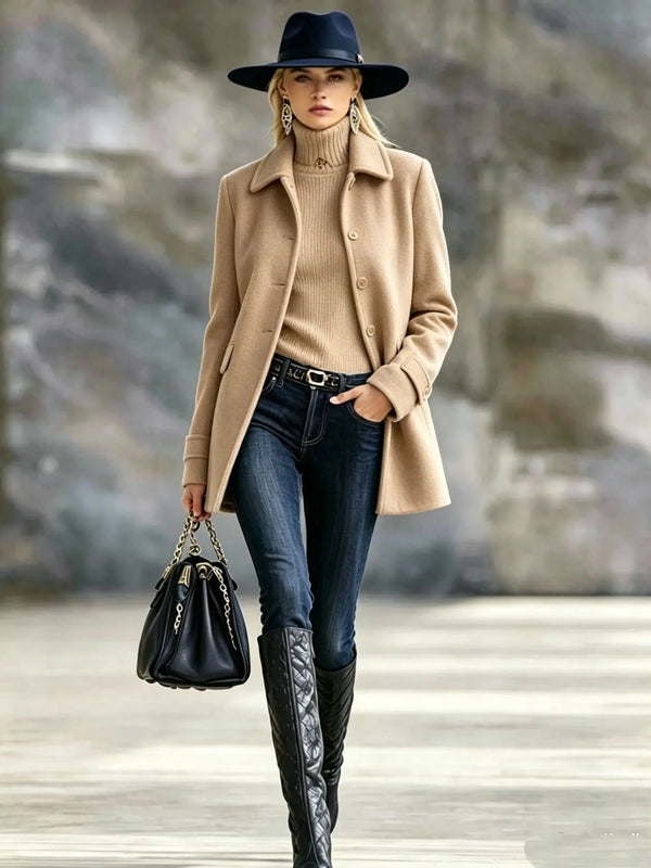 Patterned button-front short coat for women, image 5