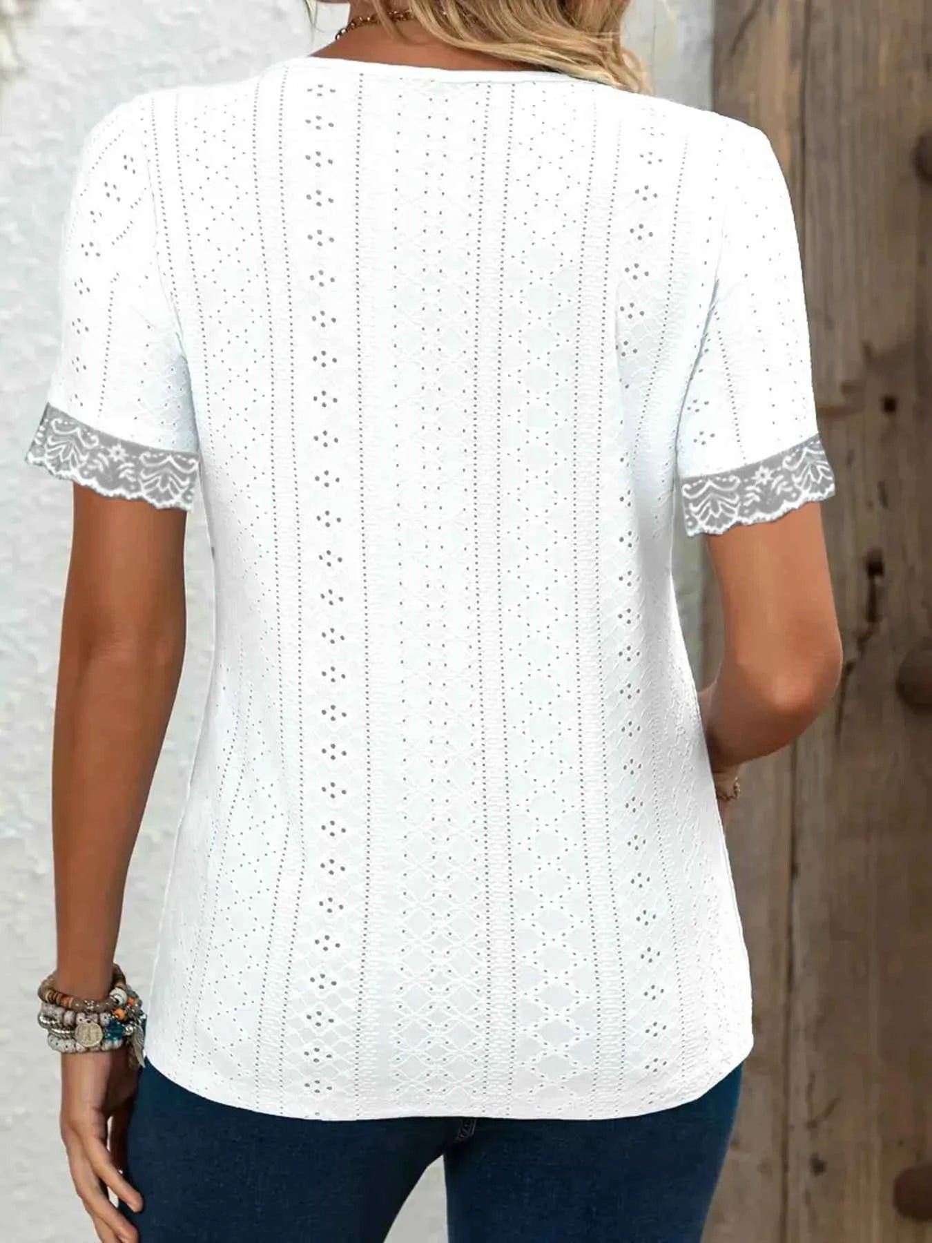 Eyelet lace short sleeve blouse — additional view 6