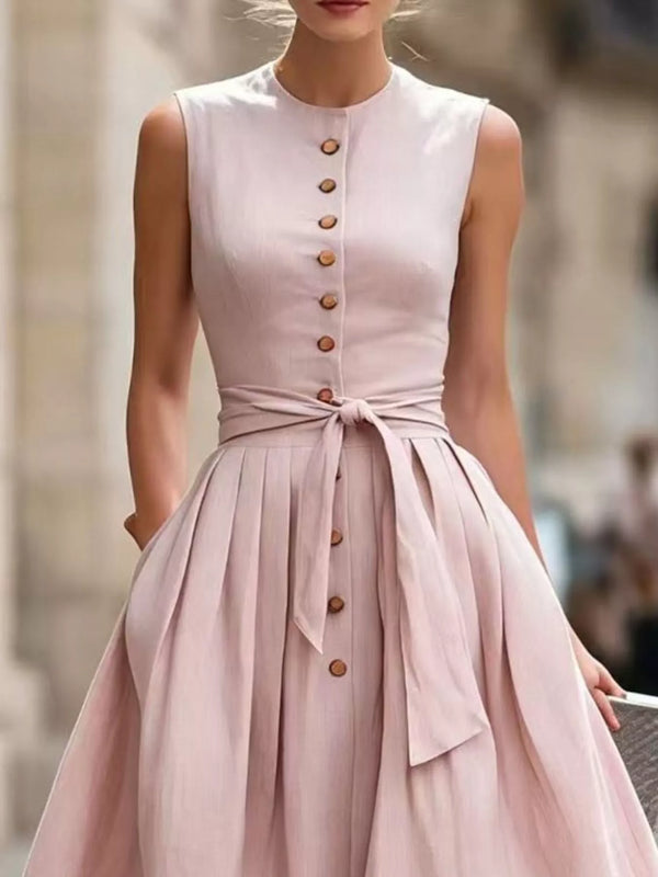 Full Size Sleeveless Button-Front Belted Midi Dress Plus Size — additional view 5