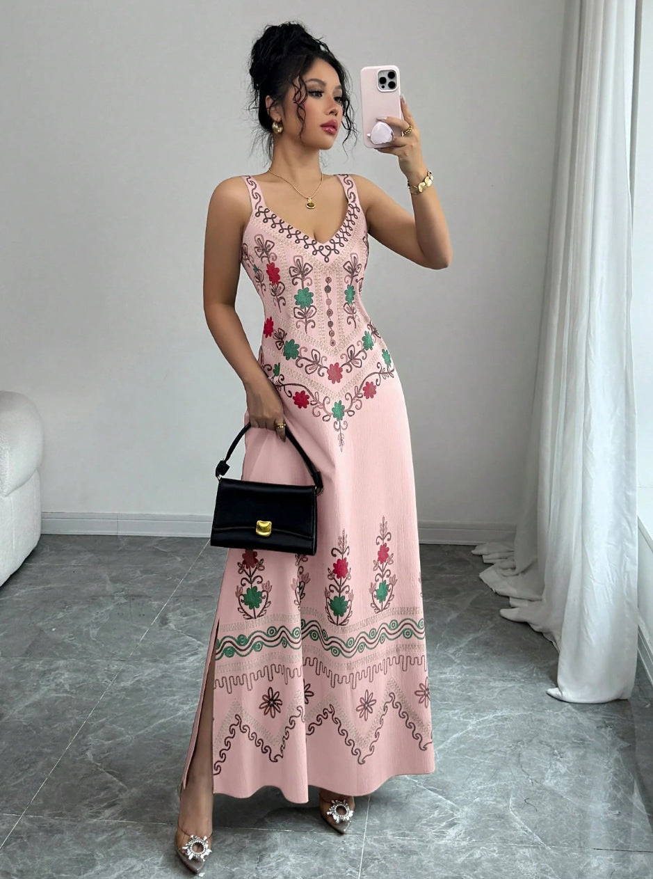 Floral Print Slip Midi Dress for Women, close-up product view
