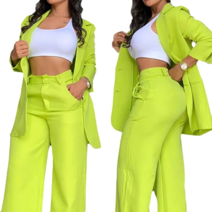 Split-sleeve lapel blazer and trouser suit set — additional view 5