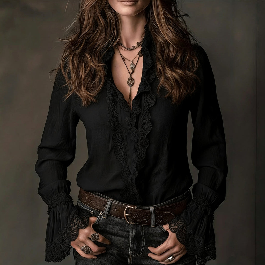 Product detail photo of Loose Fit Lightweight Lace Shirt, Blouse, everyday style