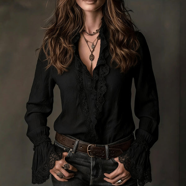 Product detail photo of Loose Fit Lightweight Lace Shirt, Blouse, everyday style