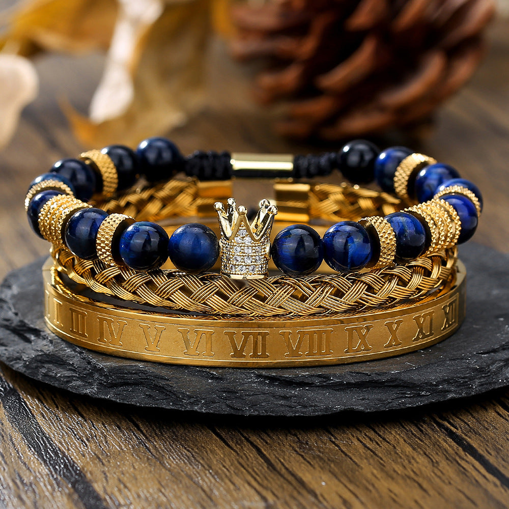 Zircon bead bracelet set in stainless steel - view 1