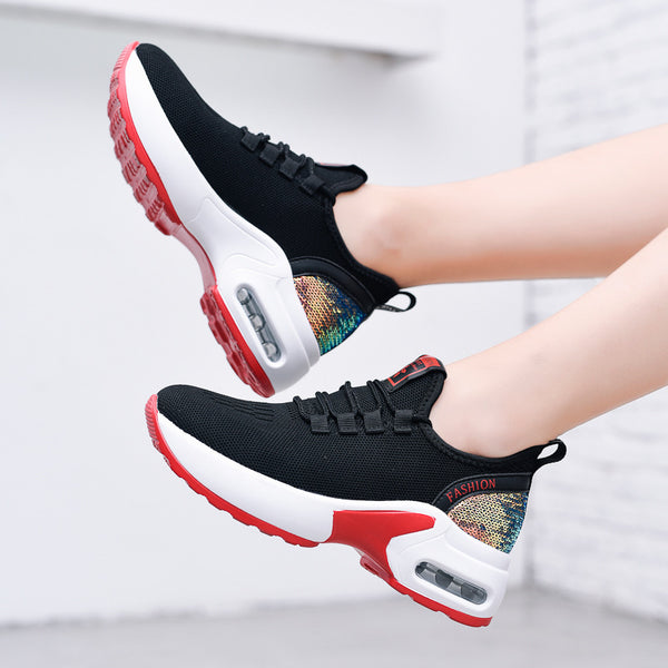 Black purple knit sneakers
