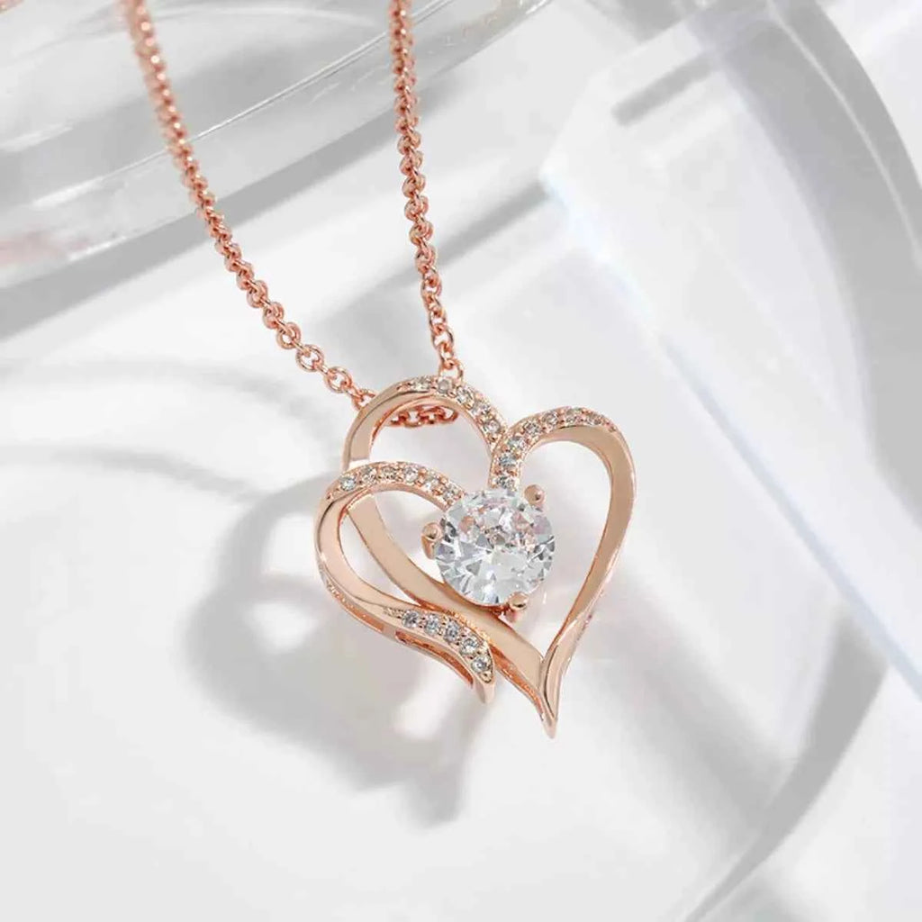 Zircon heart pendant necklace in silver-plated alloy — additional view 5