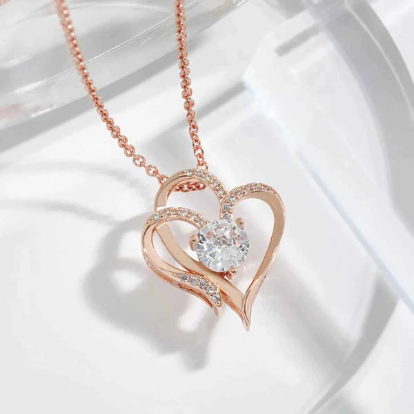 Zircon heart pendant necklace in silver-plated alloy — additional view 5