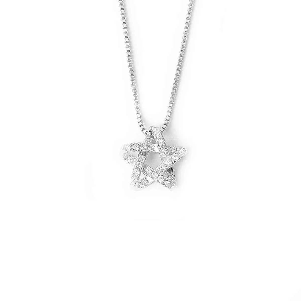 Zircon star necklace in silver-plated alloy — additional view 6