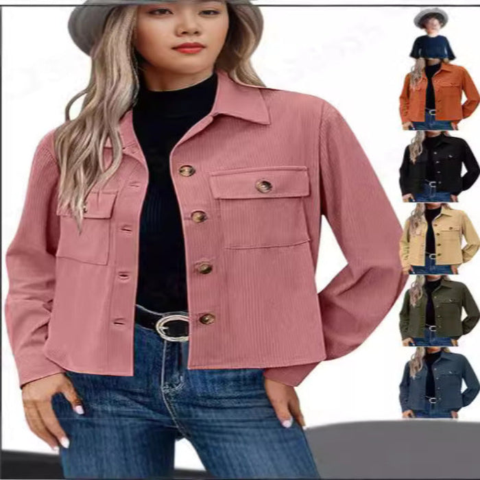 Women's Corduroy Button-Down Cropped Jacket product image