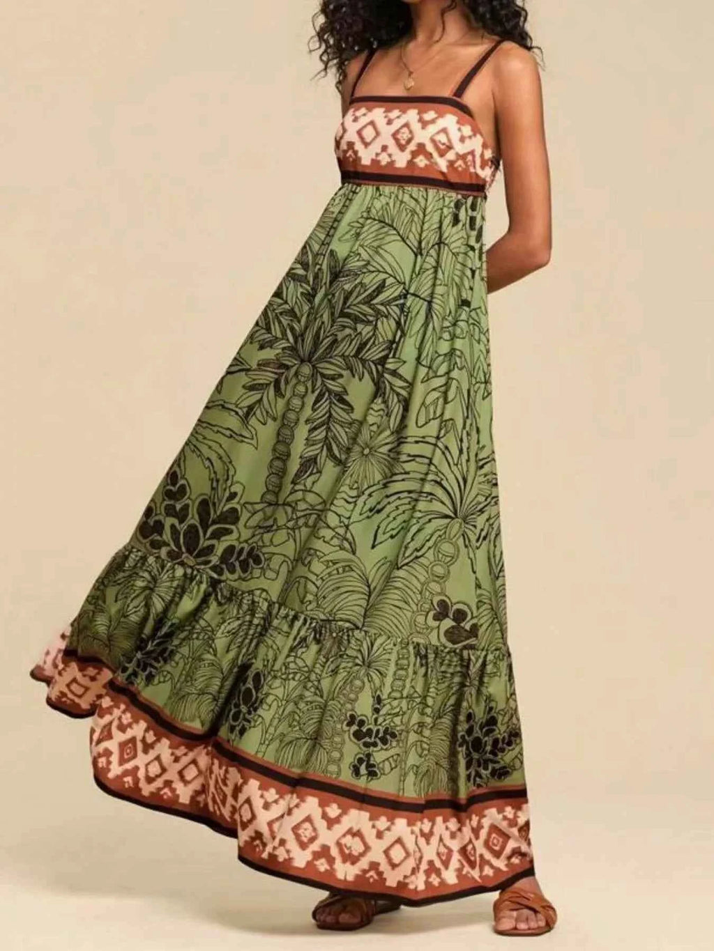 Printed square neck maxi dress — additional view 7