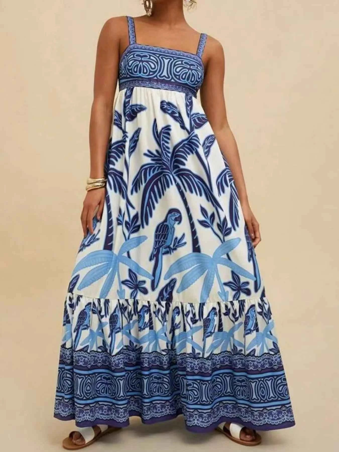 Printed square neck maxi dress — additional view 5