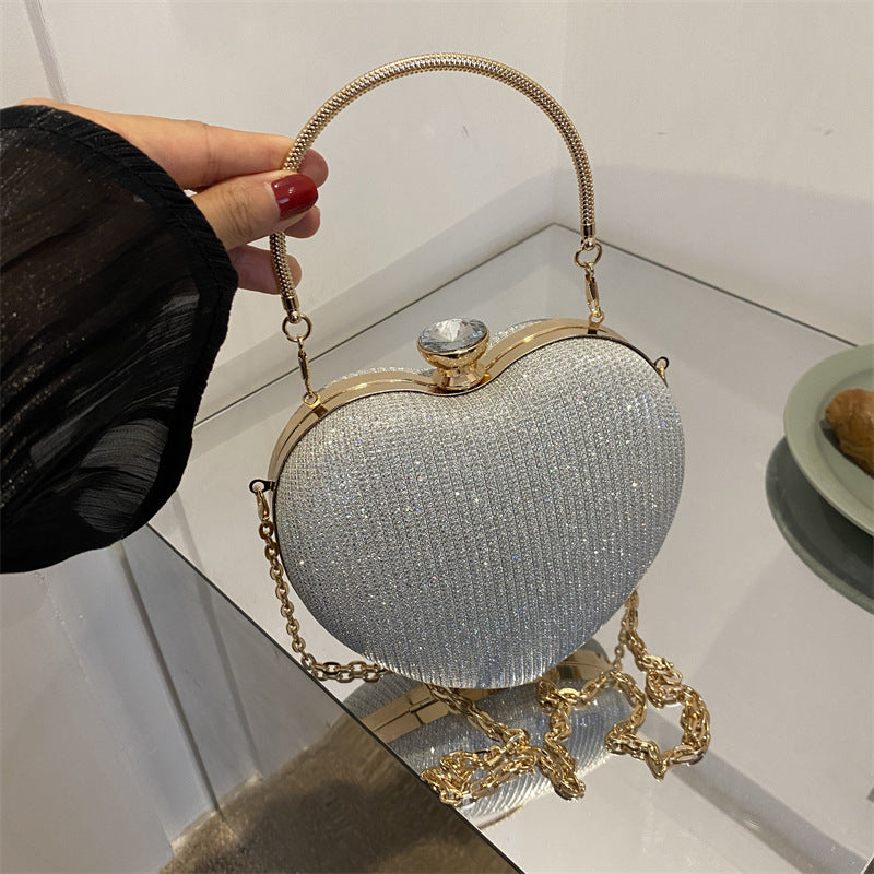 Heart Shape Metal Clutch Bag with Chain Strap, product view 9