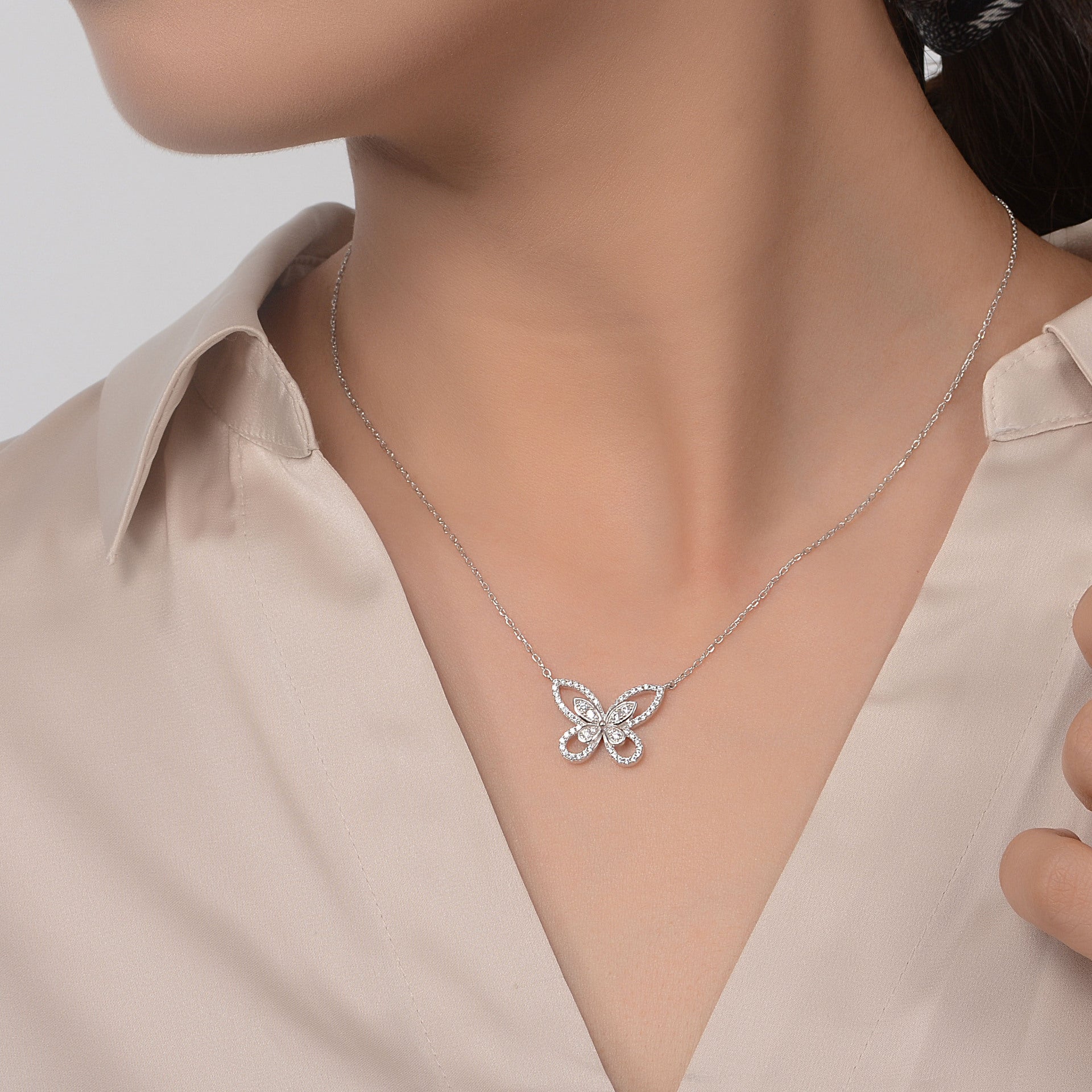 Product detail photo of Sterling Silver Clavicle Chain Pendant, Necklace, sterling silver clavicle chain pendant