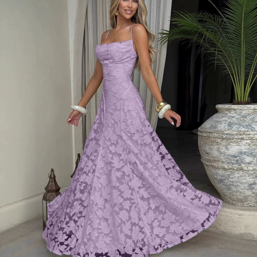 Lace Backless Evening Dress