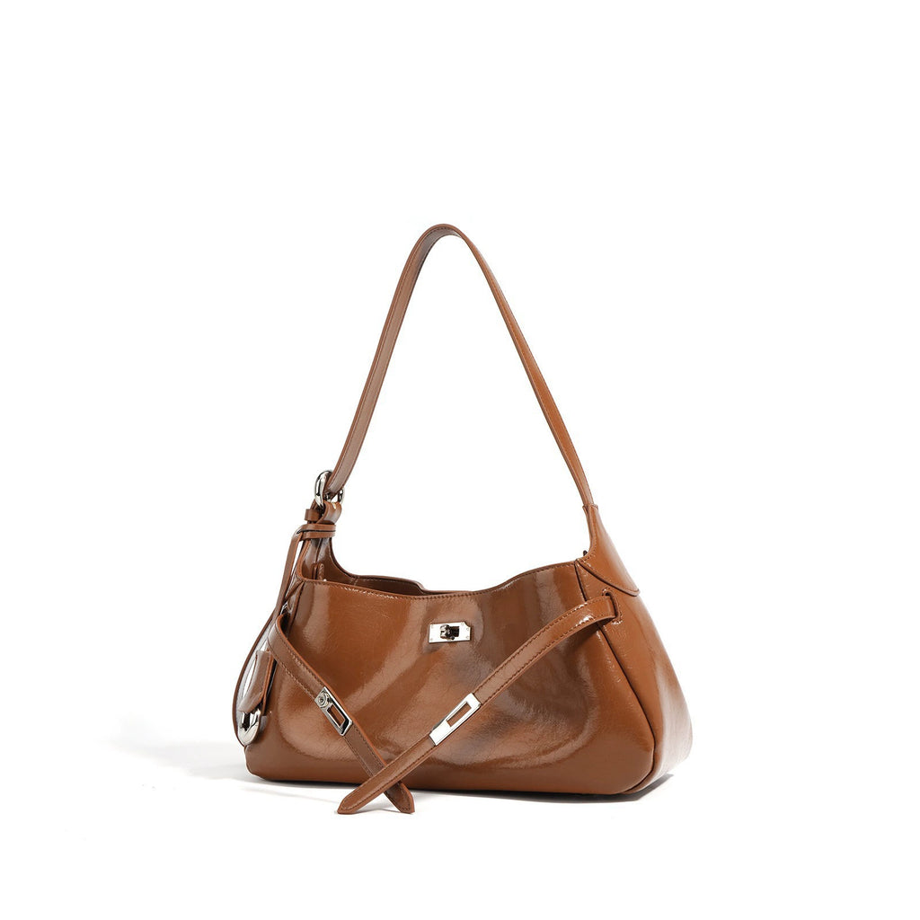 Genuine Leather Lock Crossbody Bag for Women, product view 8