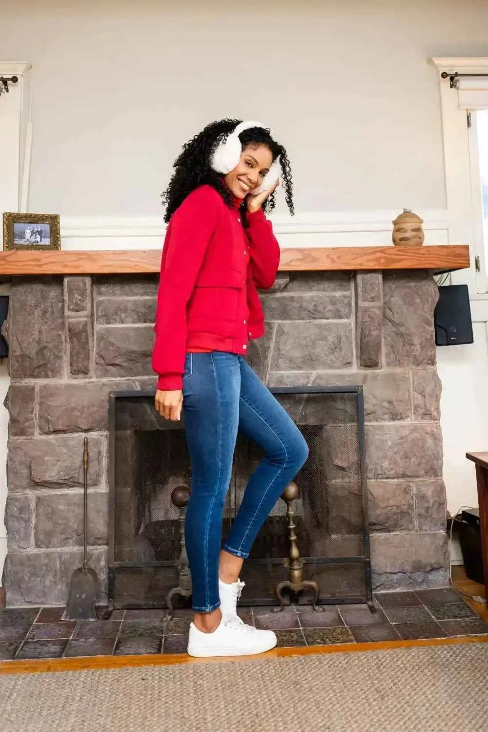 Plus size washed thermal skinny jeans — additional view 3