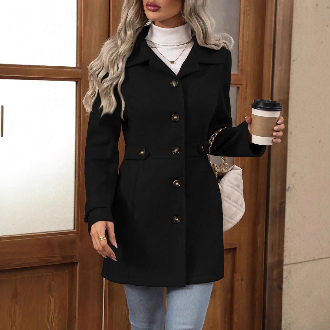 Women's Figure-Flattering Mid-Length Wool Coat additional product view