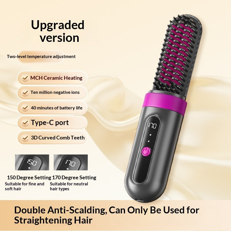 Cordless 2-in-1 Ionic Hair Straightener and Curler, close-up product view
