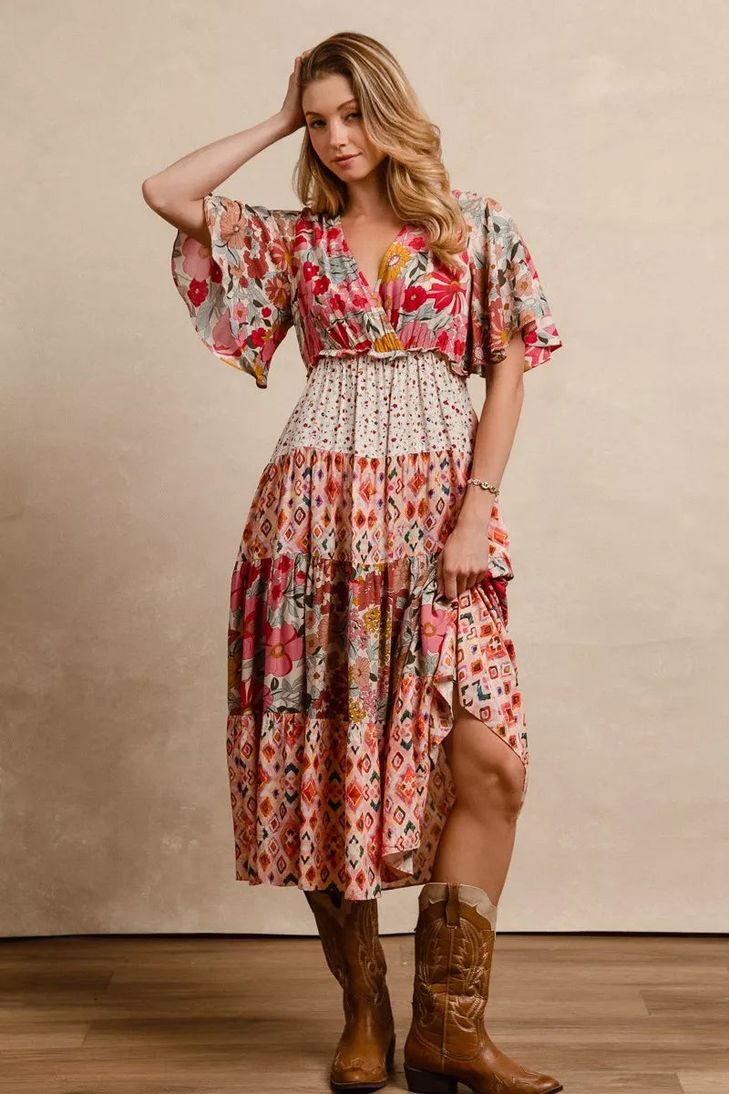 Floral Print Mix and Match Midi Dress — additional view 4