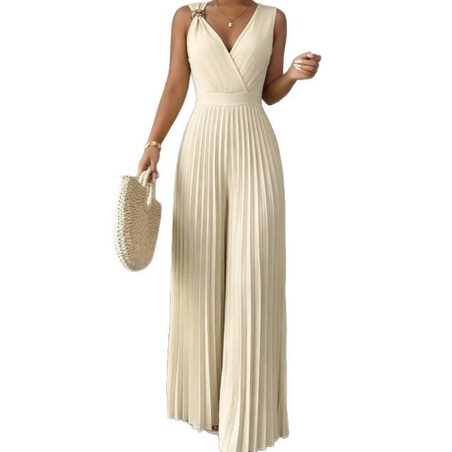Women's V-Neck Sleeveless Spring Summer Jumpsuit additional product view